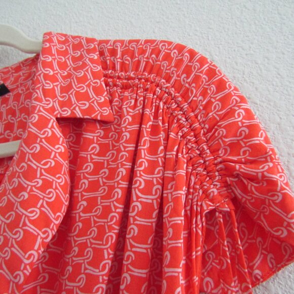 Anthropologie Maeve Printed Shirt Dress Medium Orange Boho Lightweight Feminine - Picture 5 of 14
